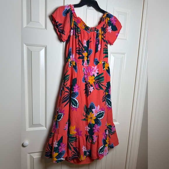Old Navy Floral Off-Shoulder Midi Dress - Orange, Pink, Yellow - Picture 5 of 8